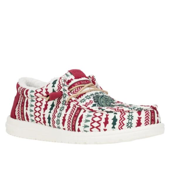 Hey Dude Shoes Mens Size 9 Wally Merry Fishmas Sweater Lace Up Loafers Comfy NEW - Picture 12 of 12